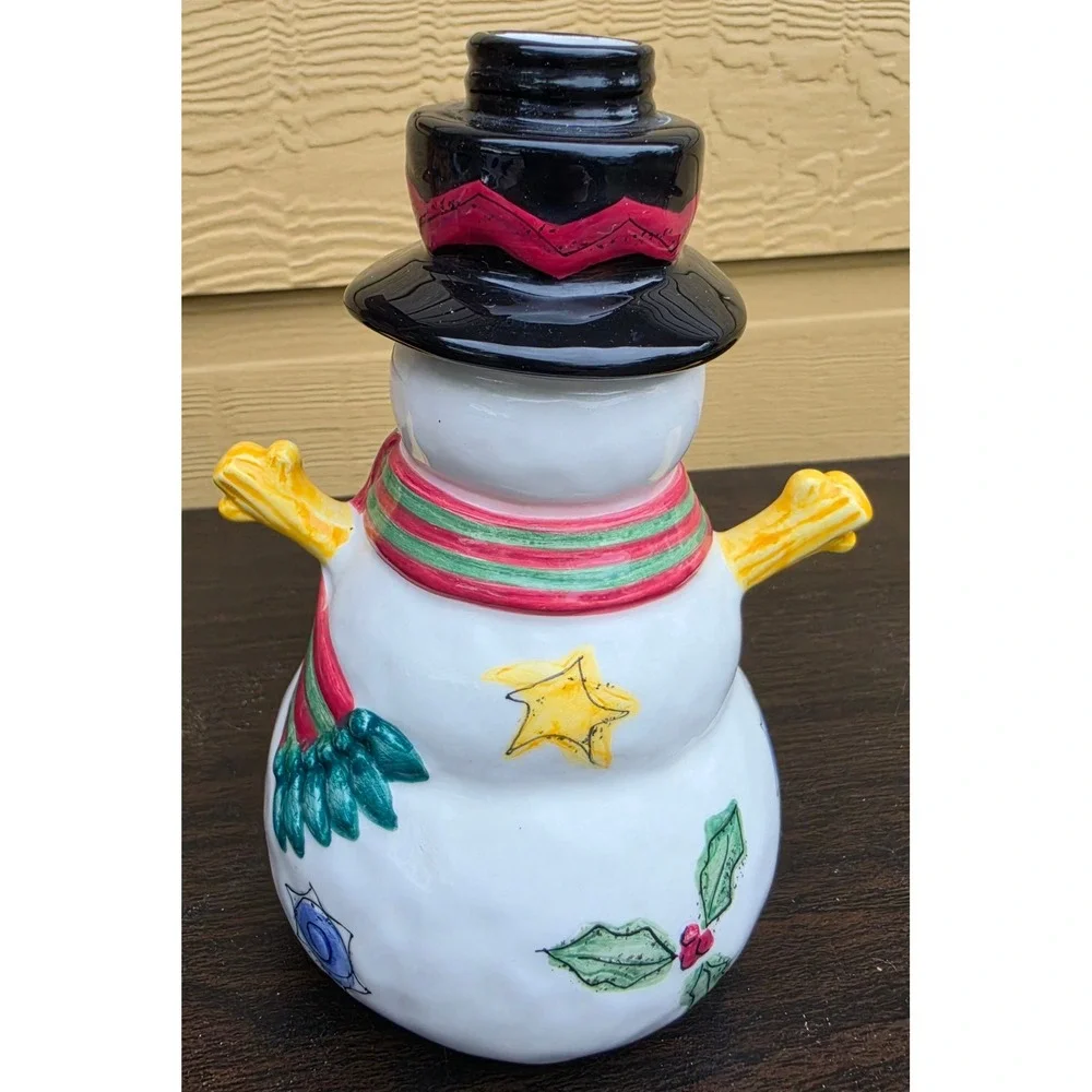 Sango Sue Zipkin The Sweet Shoppe Christmas Snowman Ceramic Figurine TOP MISSING